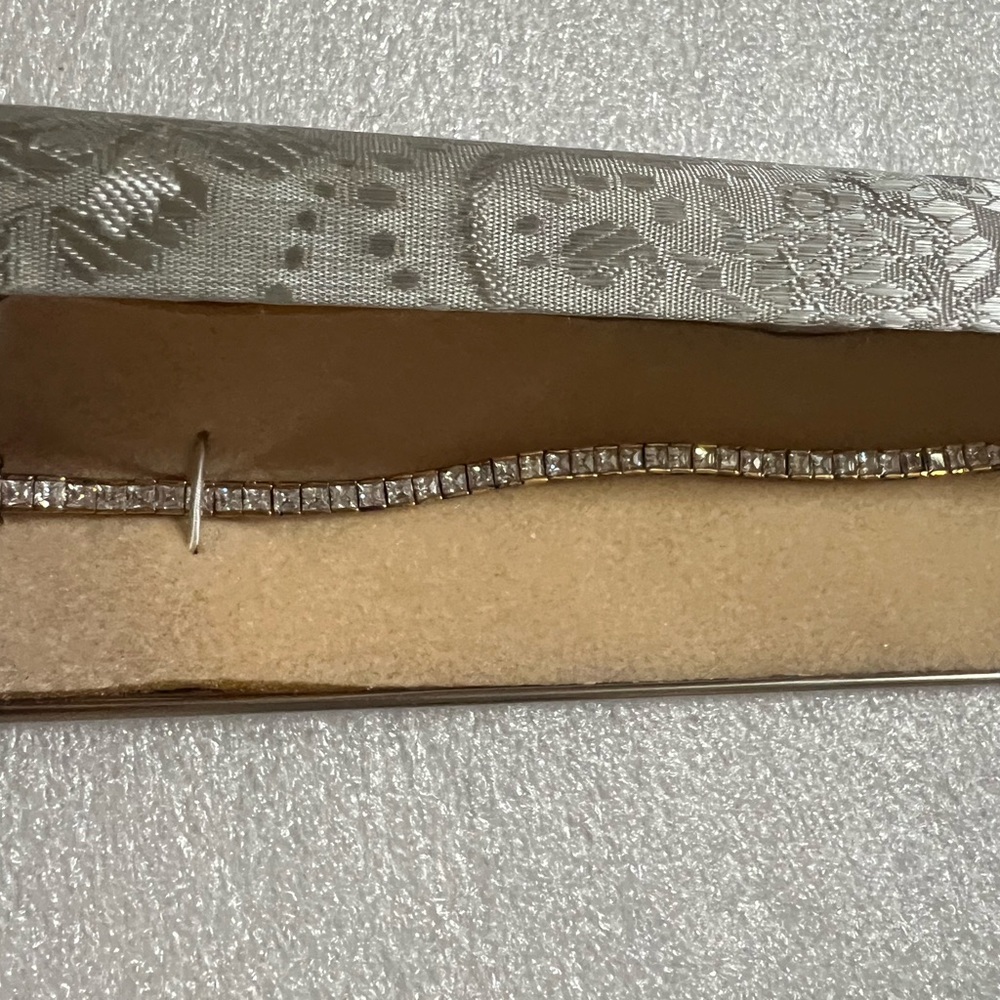 Suzanne Somers Gold Over Stirring Silver 925 Tennis Bracelet In Original Box View 3